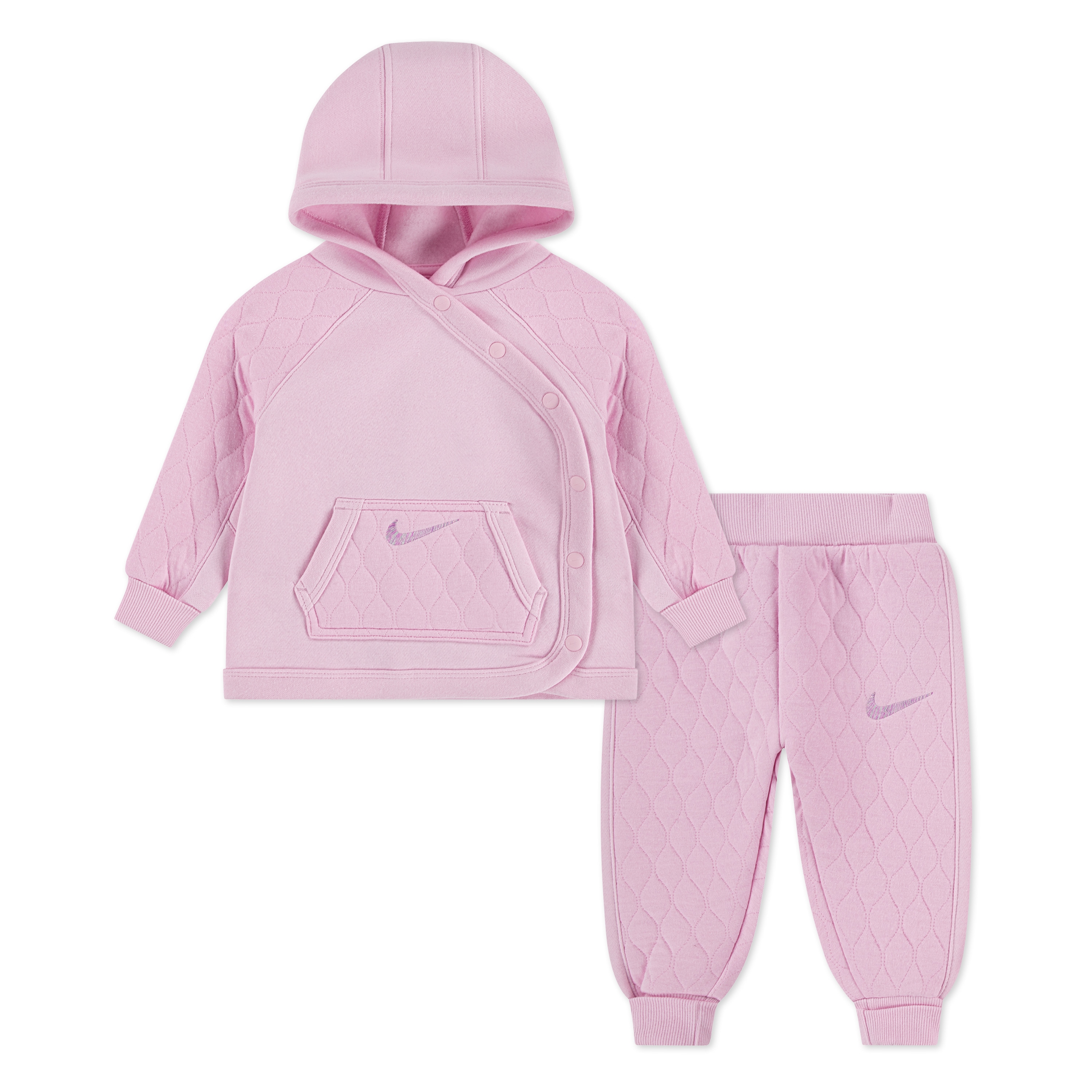 Jogginganzug NIKE SPORTSWEAR "NKN READYSET HOODED JOGGER SET", Kinder, Gr. 80 (12), rosa (pink foam), Obermaterial: 62% Baumwolle, 38% Polyester. Obermaterial Hose: 52% Polyester, 48% Baumwolle, Sportanzüge, für Babys Image