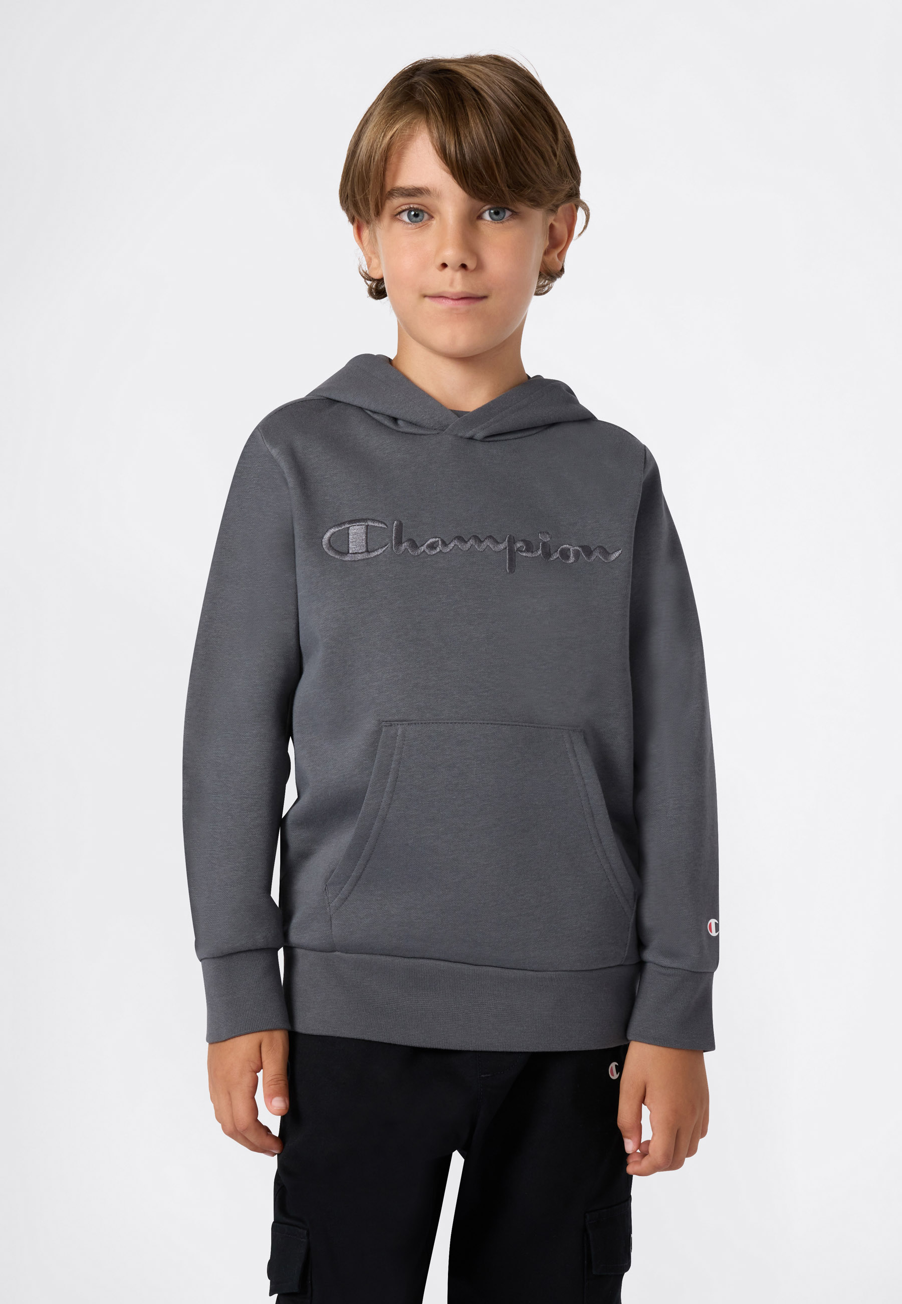 Kapuzensweatshirt CHAMPION "ICONS TONAL Hoodie Large Logo", Kinder, Gr. L (152/158), fgy, Obermaterial: 73% Baumwolle, 27% Polyester, Sweatshirts Image