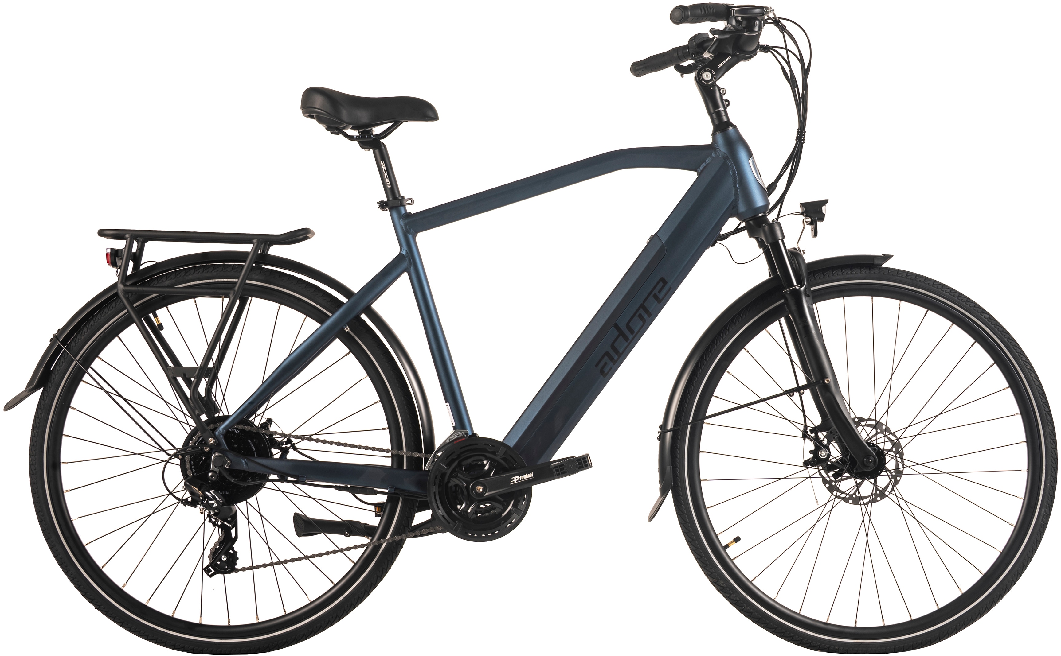 E-Bike ADORE "28" Alu Trekking E-Bike ATR-190 Heckmotor 50NM / 15Ah Dunkelblau matt" Gr. 55, schwarz (blau, schwarz), Elektrofahrräder, 55cm, 28 Zoll (71,12cm) Image