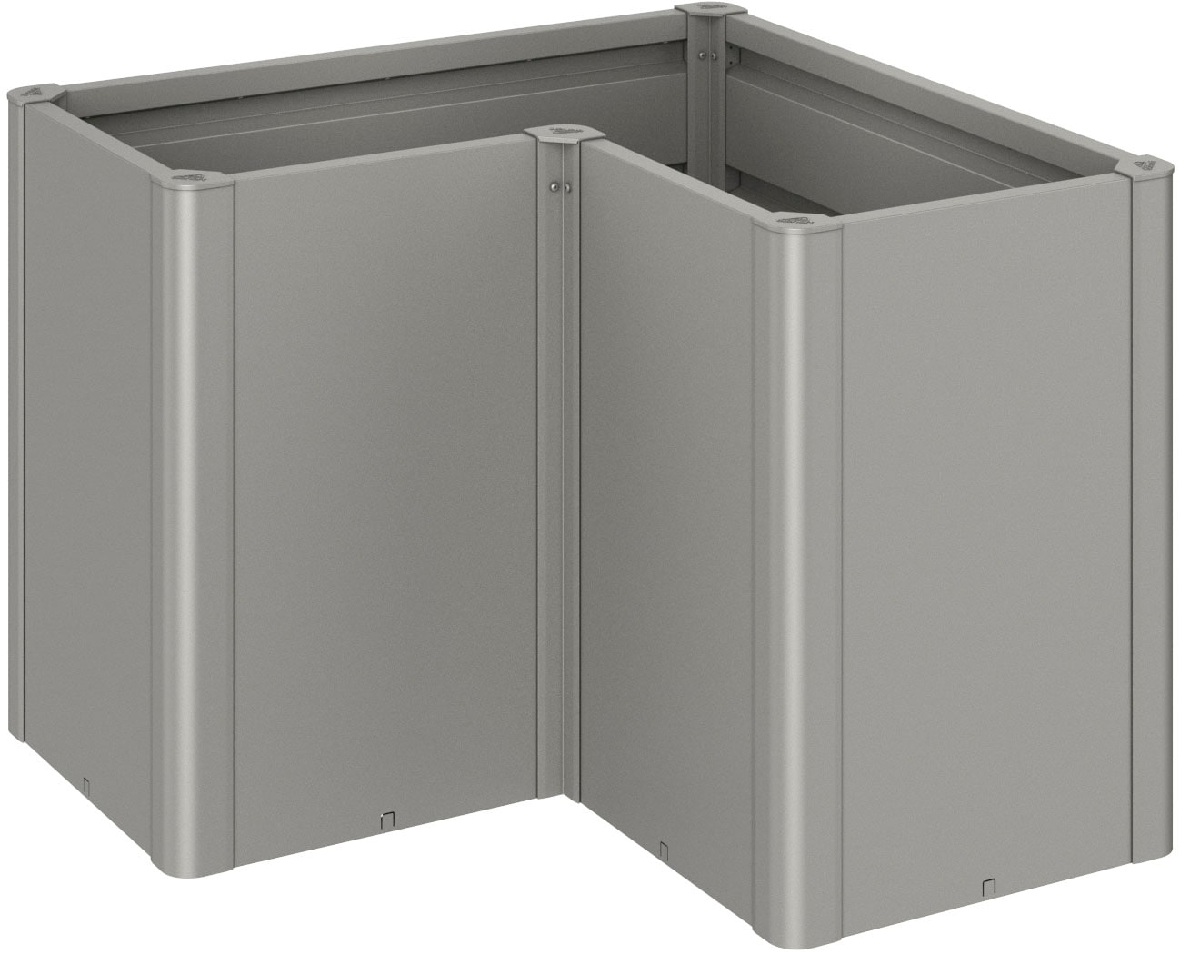 Hochbeet BIOHORT "BELVEDERE L-Form maxi 1, verschiedene Farben", grau (quarzgrau, metallic), B:103,1cm H:77cm T:103,1cm, Stahl, Pflanzgefäße, 102x102x77 cm, extrem langlebig, aus Metall