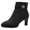 Stiefelette TAMARIS, Damen, Gr. 39, schwarz, Textil, unifarben, Veloursleder, elegant, Schuhe, Trichterabsatz, Abendschuh mit elegantem Zierriemchen mit Logoemblem