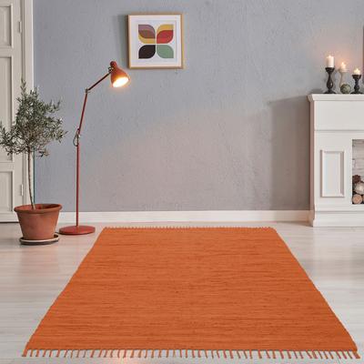 Teppich THEKO "Happy Cotton Fleckerl, handgewebt" Gr. 1, orange (terra), B:40cm H:5mm L:60cm, Baumwolle, Teppiche, Fransenteppich, Flachgewebe, reine Baumwolle, meliert, mit Fransen, auch als Läufer Image