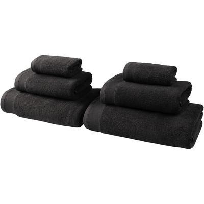 Handtuch Set OTTO HOME "Fenya, Premium Handtücher, 550 gr/m²", grau (anthrazit), 6 tlg., Walkfrottier, Walkfrottier, Obermaterial: 100% Baumwolle, Handtuch-Sets, Premium Handtücher mit Bordüre, Handtuch-Set, 100% Baumwolle Image