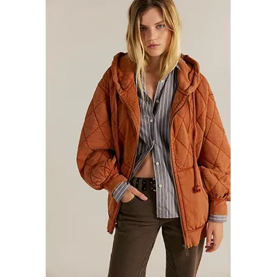 We The Free Quilted Cardigan at Free People in Baked Clay, Size: Small
