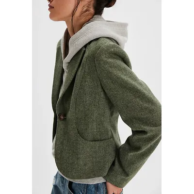 Whip Smart Blazer Jacket at Free People in Forest Green, Size: Large