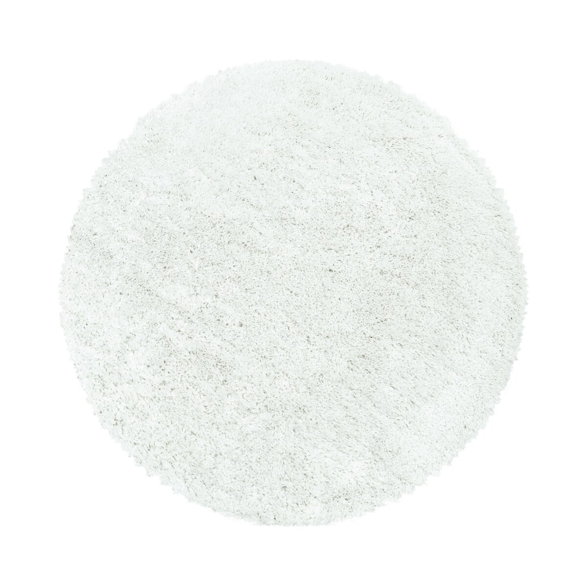 Carpetsale24 Shaggy Hochflor Teppich Weiß 120 cm Rund Extra Weich & Waschbar - Jute Rückseite, Einfarbig & Flauschig für Wohnzimmer & Schlafzimmer Image