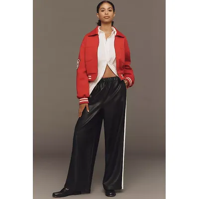 Maeve Faux-Leather Pull-On Track Pants