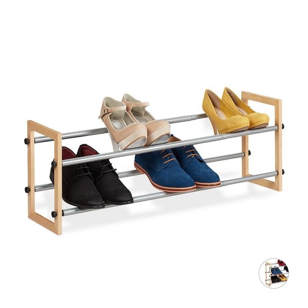 relaxdays Schuhregal ausziehbar 2 Etagen 30 cm braun