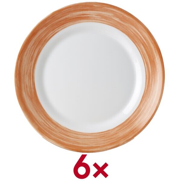 Arcoroc Speiseteller Brush Teller flach 25,4 cm - 6 Stück 6 Stück orange, 25x2.5x25 cm