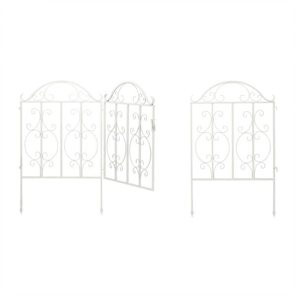 relaxdays Gartentor »Steckzaun« 3-teilig weiß weiß Image