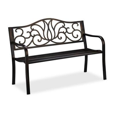 relaxdays Gartenbank Antik Rankmuster Buche/Schwarz Image
