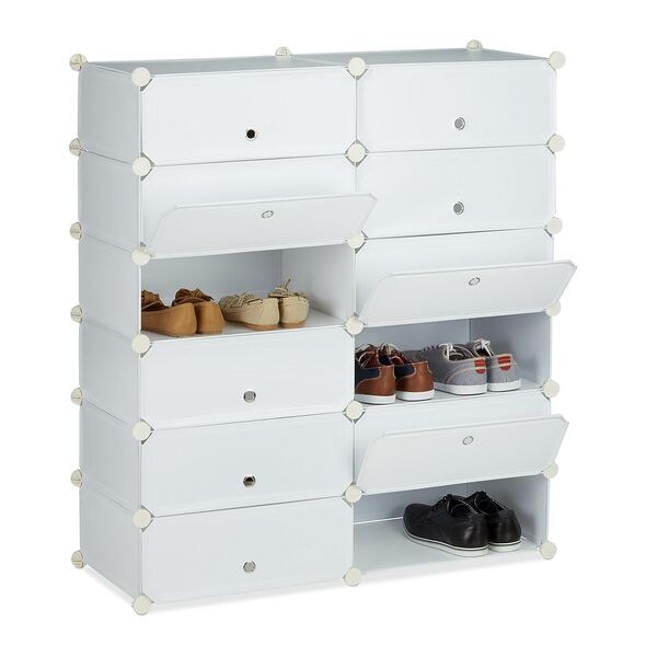 relaxdays Schuhschrank mit 12 Fächern 108 x 94 x 37 cm weiß Image