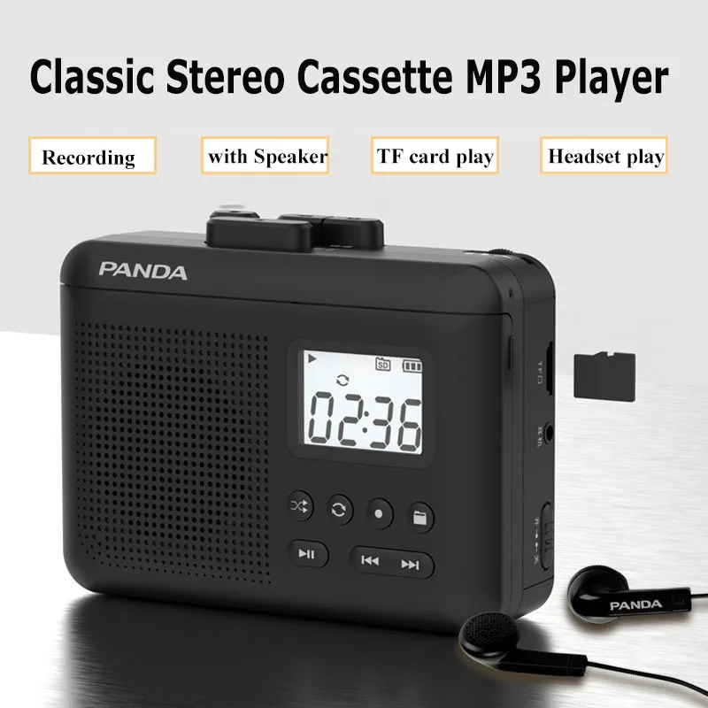 Retro-Kassetten-MP3-Player, tragbarer Mini-Stereo-Walkman-Tape-Recorder mit Lautsprecher, 3,5-mm-Kopfhörer mit Kabel, unterstützt 32 GB TF-Karte Image