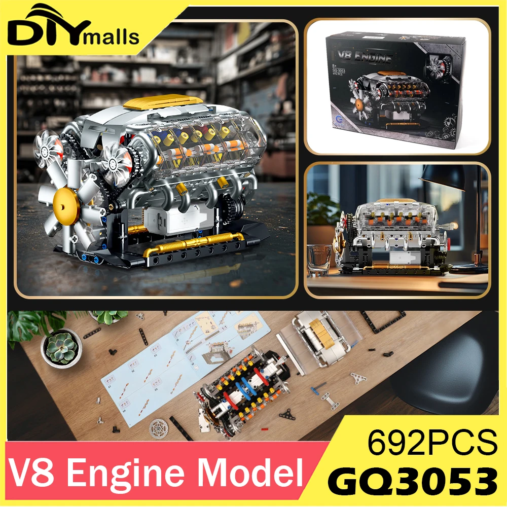 692PCS MOC Technik Elektrisch Angetrieben V8 Motor Modell Auto Bausteine Set Kreative Pädagogisches Spielzeug Weihnachten Geschenk Für Kinder Image