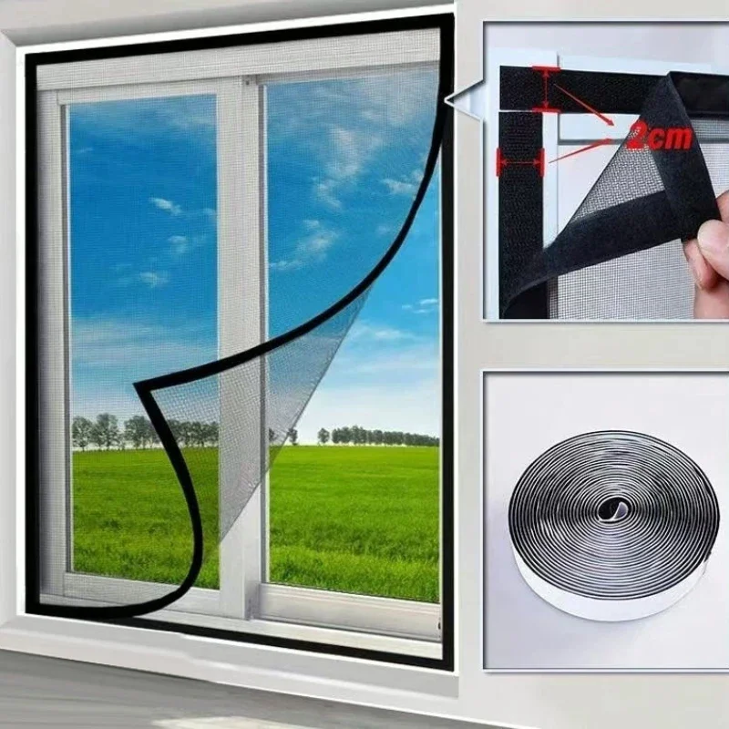 Fenstergitter in anpassbarer Größe, kein Bohren, abnehmbares, wiederverwendbares Anti-Mücken-Fensternetz, Insektenschutznetz für Fenster ﻿