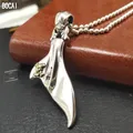 Il ciondolo uomo e donna in argento sterling BOCAI S925 può essere inciso, regali per coppie con ciondolo a coda di balena alla moda