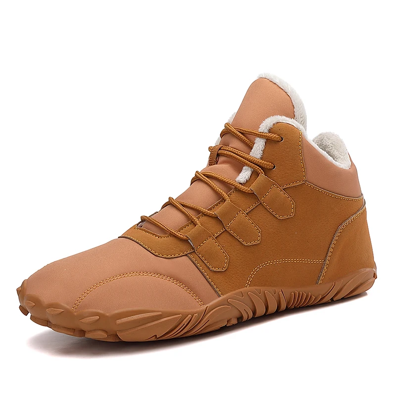 Männer Winter Schnee Stiefel Laufende Turnschuhe Rutschfeste Casual Barfuß Schuhe Wasserdichte High Top Ankle Schuhe für Reisen Klettern Wandern Image