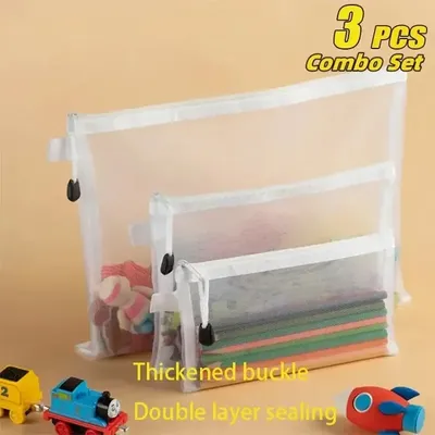 3Pcs/Set Storage Bag Mesh ZipperToy Building Block Puzzle Sub-package Children Particle Zipper Transparent Finishing Storage