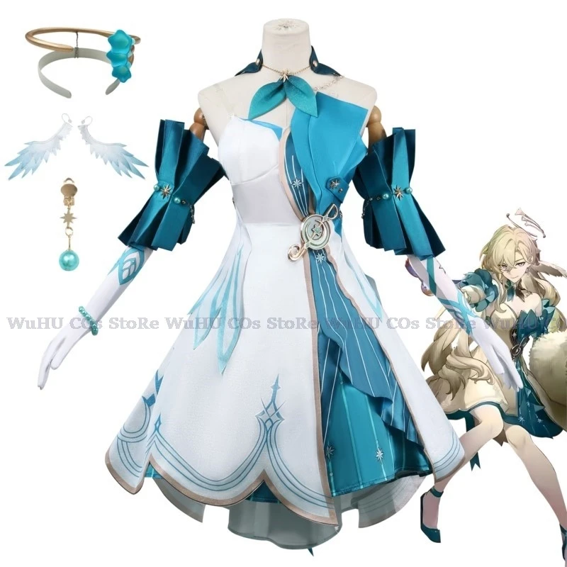 Honkai Star Rail Robin Cosplay Kostüm Full Set Kleid Uniform Robin Robin Cosplay Aventurin Outfit Cosplay Perücke Schuh Frauen Party