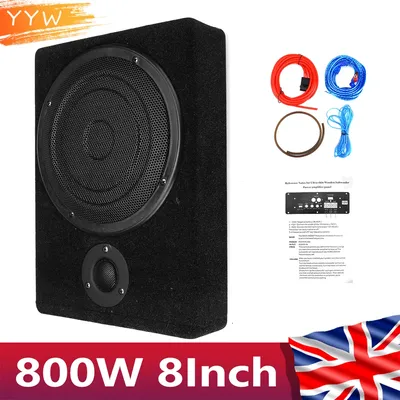 8 Inch 800W Car Under-Seat Active Subwoofer Power Amplifier Bass Box Car Ultra Slim Subwoofer Car Stereo Audio Speaker 20-150Hz