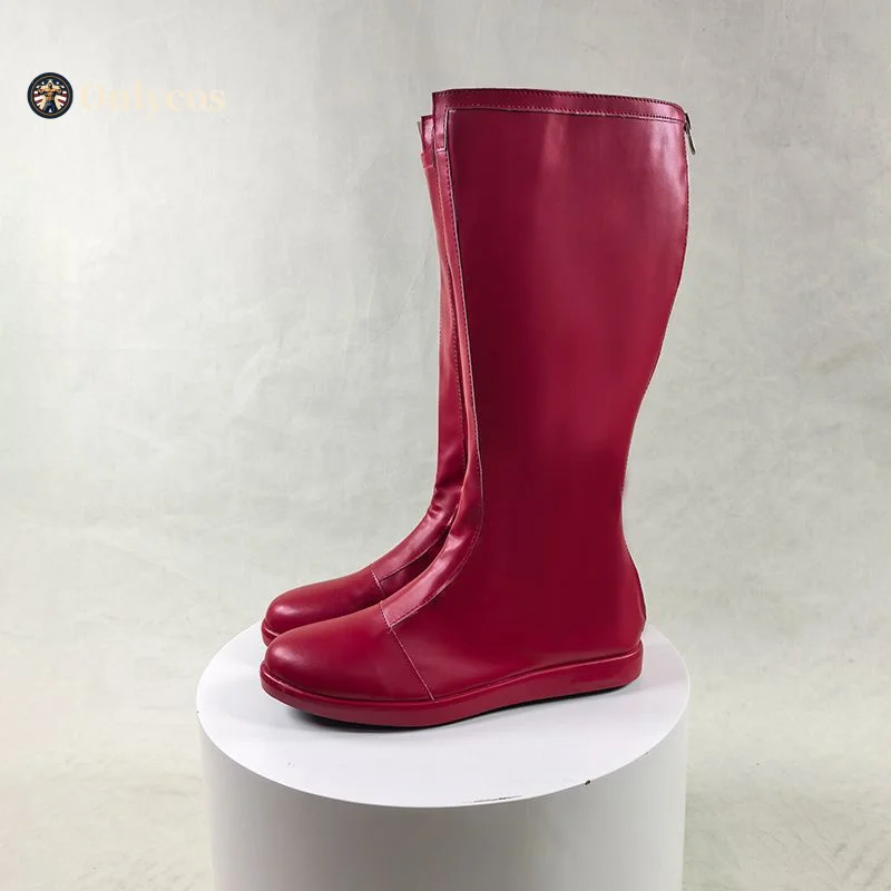 Superheld Clark Kent Cosplay Schuhe Rote Stiefel Halloween Karneval Kostüm Schuhe Rollenspiele PU-Leder Rote Schuhe