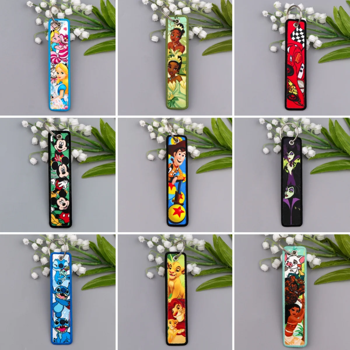 1 stücke Nette Stich Stickerei Schlüssel Tag Cartoon Schlüsselanhänger Für Männer Auto Motorräder Zubehör Schlüssel Halter Schlüsselring Mode Schmuck Image