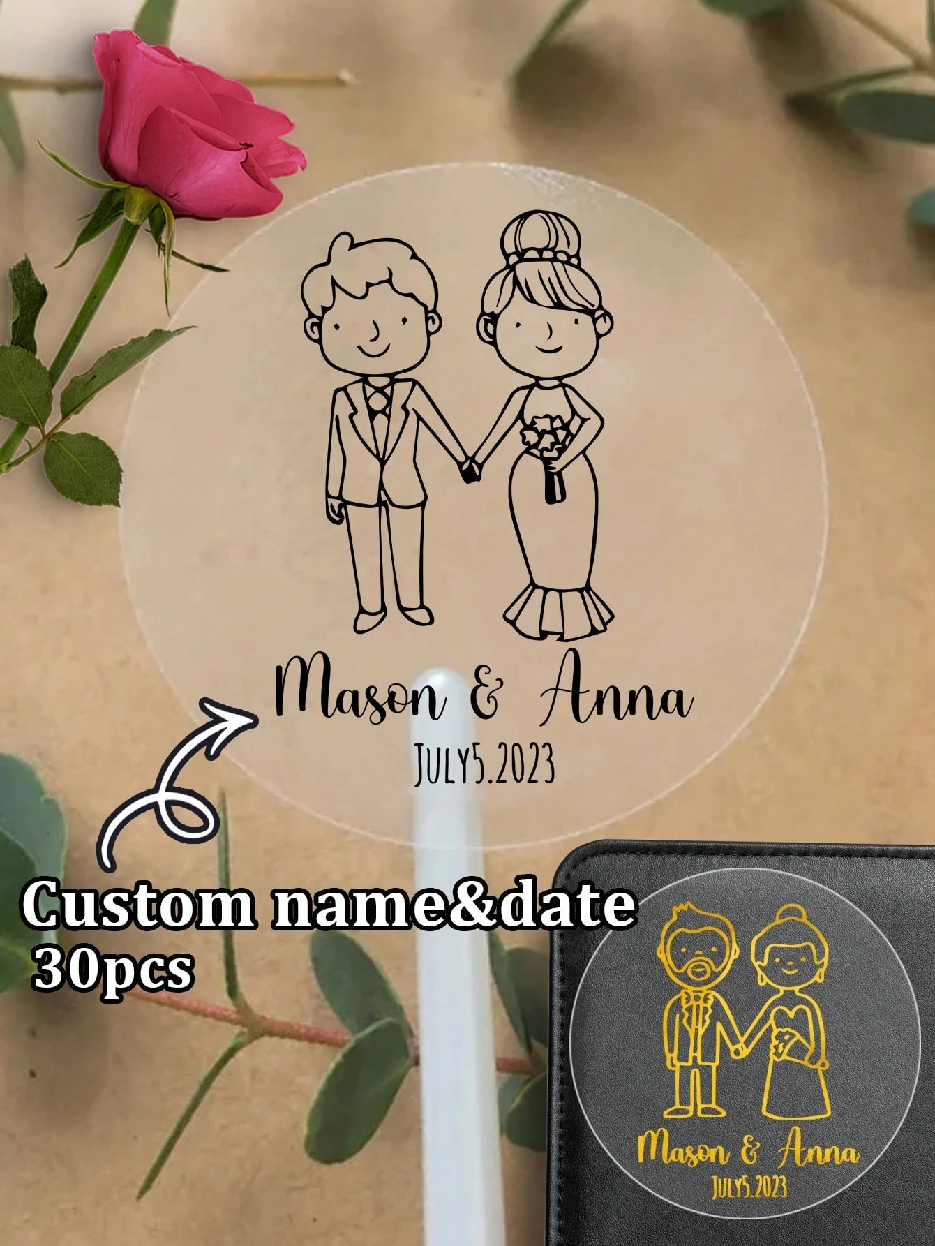 30/60/120/240 Stück 4 cm personalisierte Hochzeitsbevorzugungsaufkleber, Hochzeits-Dankeschön-Aufkleber, Brautparty-Etiketten, Aufkleber für die Hochzeit Image