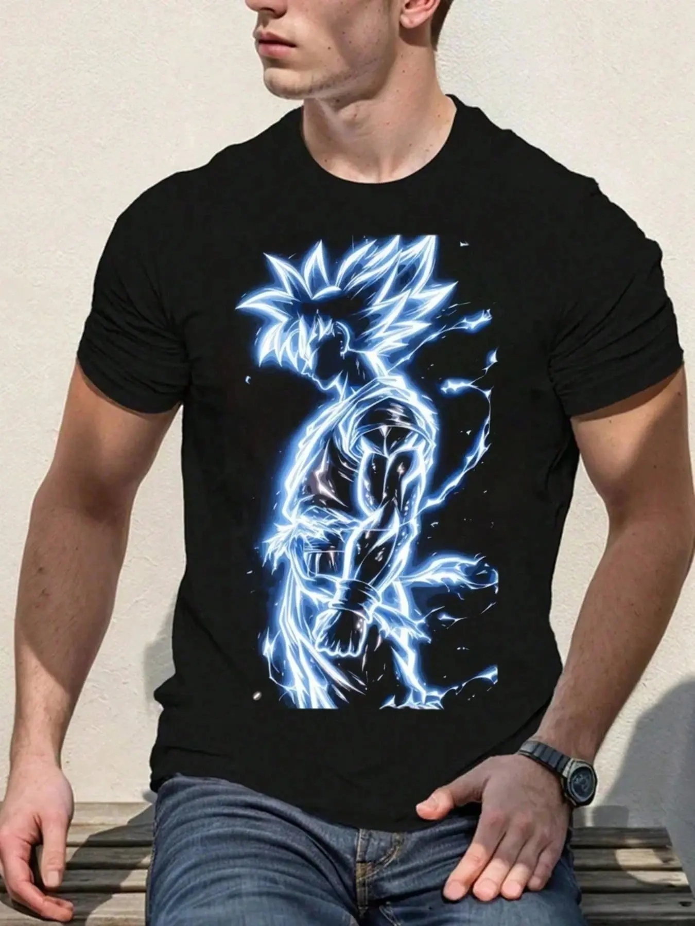 Dragon Ball Goku Anime Herren T-Shirt Übergroße schwarze Baumwolle Kurzarm Streetwear Sommer Grafik T-Shirt Lässige Mode Y2k Tops Image