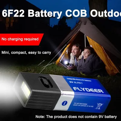 New Mini 9V Battery Flashlight LED Key Light 6F22 Battery COB Outdoor Lighting Work Light Battery Not Included 1PC
