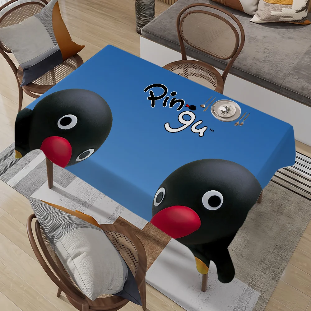 Cartoon P-Pingu Niedliche Pinguin-Tischdecke, schmutzabweisend, dekorativ, waschbar, Tischdecken, Geburtstagsfeier, Esstisch