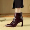 NEUE Herbst Frauen Stiefel Spitz High Heel Schuhe Split Leder Schuhe für Frauen Elegante Moderne Stiefel Täglichen Schuhe Zipper Stiefel