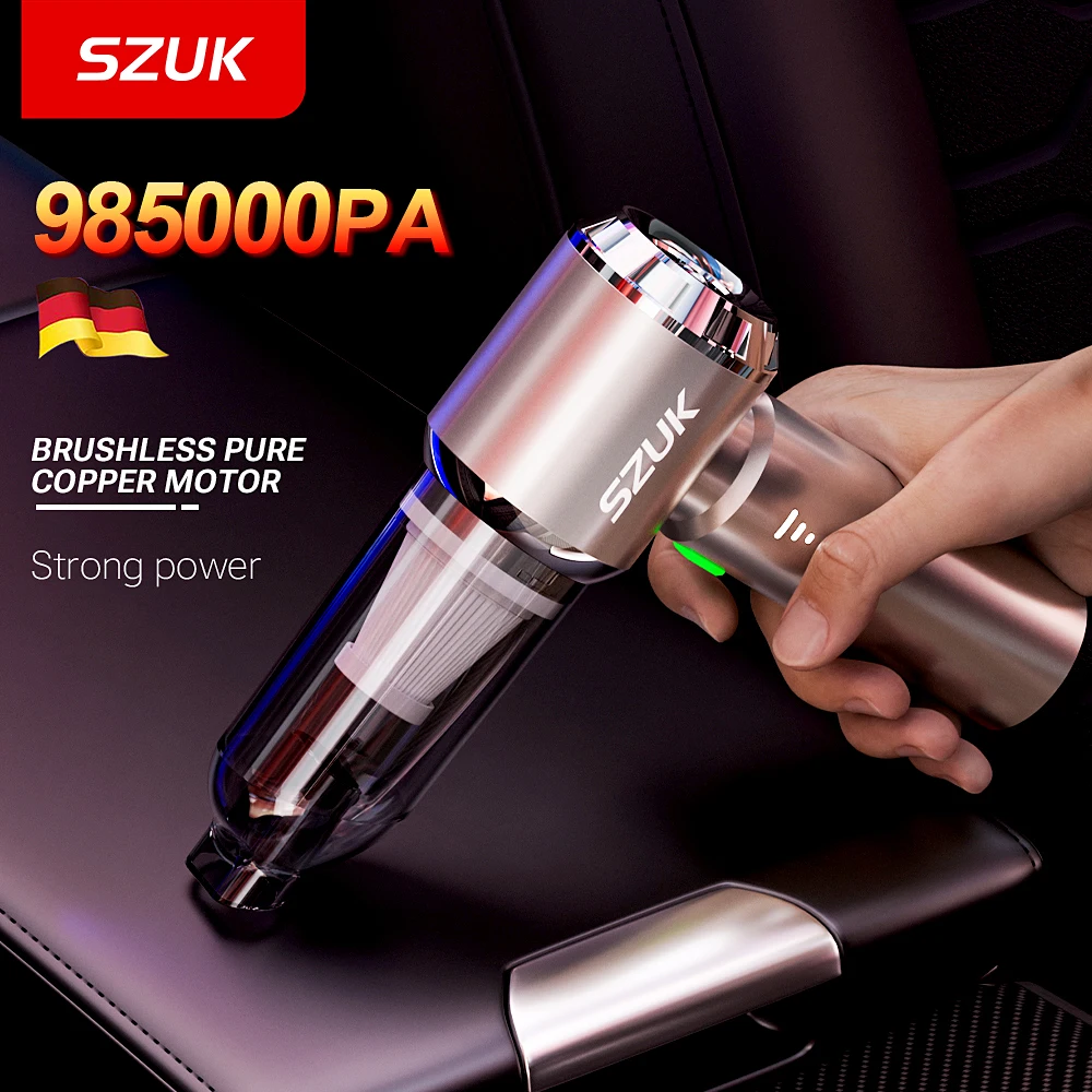 SZUK Mini Car Vacuum Cleaner 985000Pa Strong Suction Cleaning Machine Powerful Wireless Handheld Portable Vacuum Cleaner for Car