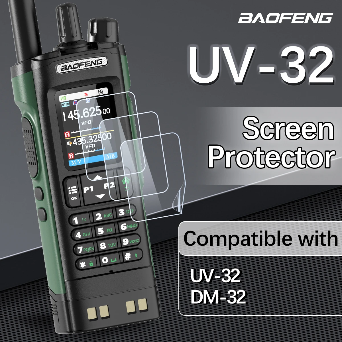 Baofeng UV-32 Walkie Talkie Displayschutzfolie, Fingerabdruck-Beweis, automatische Reparatur, Kratzer, speziell für UV-32 DM-32 Radio Image