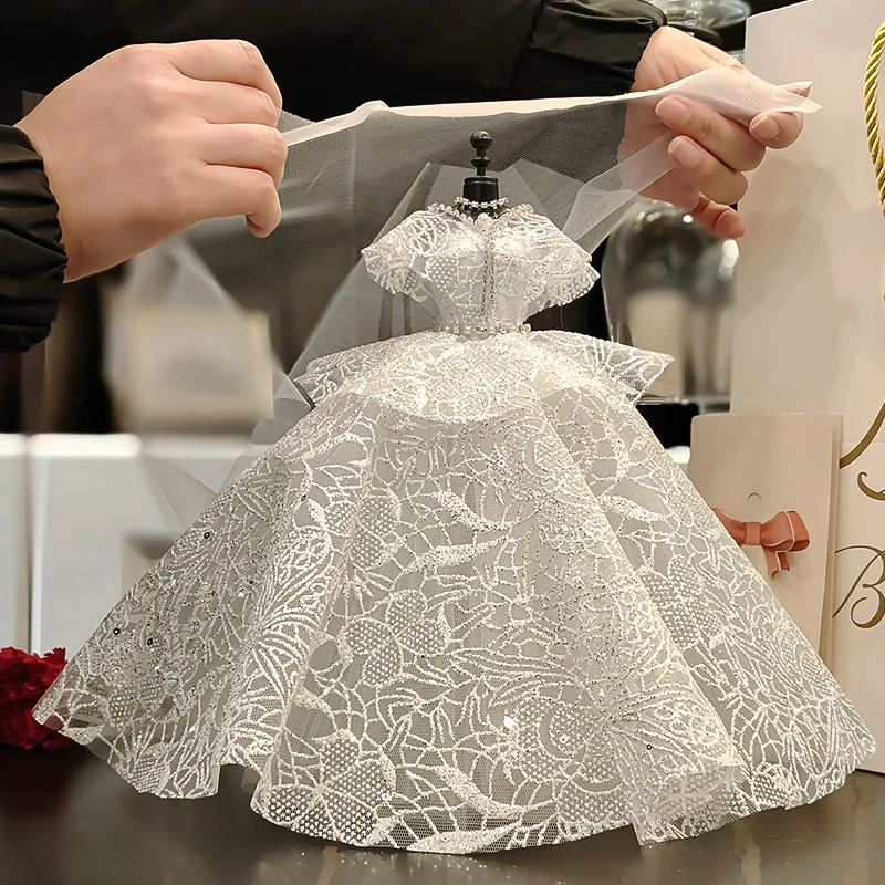 1/6 Mini Puppe Kleidung Hochzeit Kleid Set mit Ständer Modell Kostüm Neue Design Braut Hochzeit Kleid Display Halter Mannequin Image