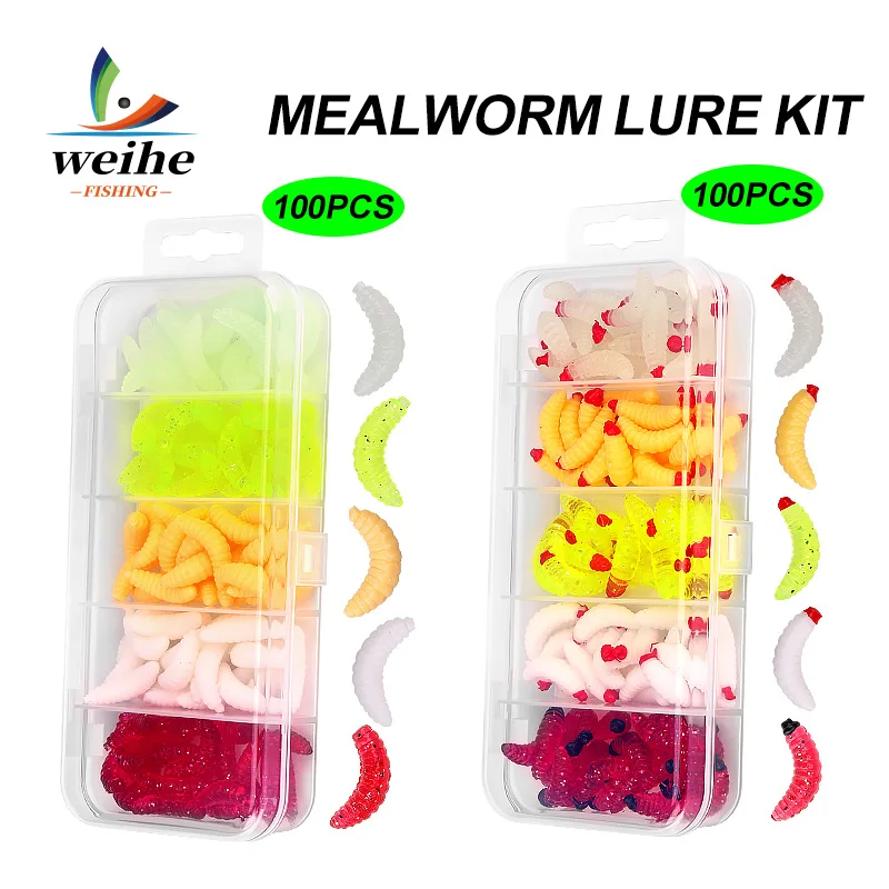 WEIHE 5 colori artificiale morbido richiamo combinato mini baco di pasti richiamo kit larve esca acqua dolce acqua salata Wobbler pesca esche scatola