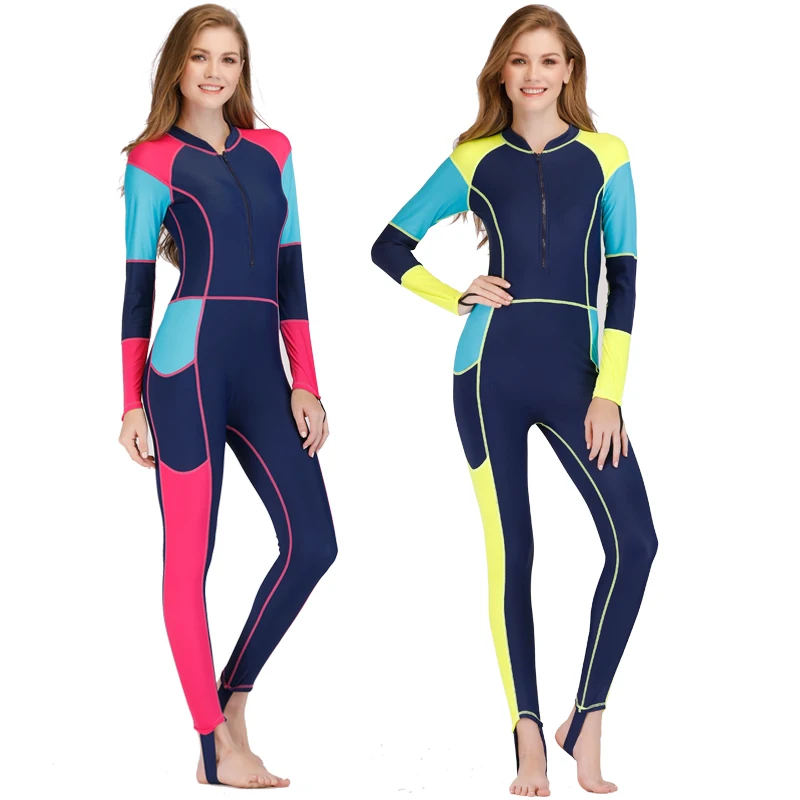 Full Body Cover Lycra Wetsuit for Women, Lycra, UV Protection, Long Sleeves, Sport Dive Skin Suit, Swimming Surfing Girls