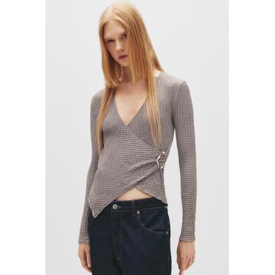 Crêpe Crossover Top With Buckle