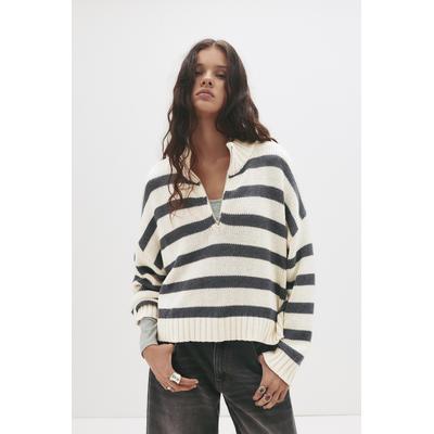 Striped Quarter-Zip Sweater