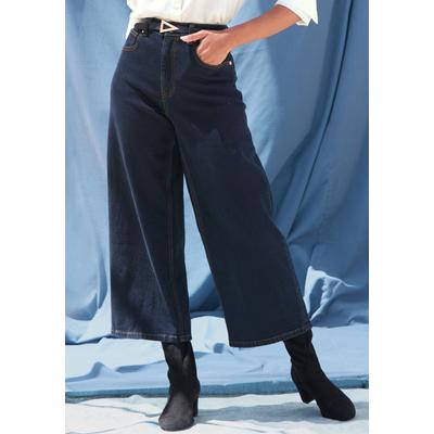 7/8-Jeans LASCANA, Damen, Gr. 36, N-Gr, blau (dunkelblau denim), Denim/Jeans, Obermaterial: 98% Baumwolle, 2% Elasthan, unifarben, modisch, figurumspielend knöchelfrei, Jeans, aus Baumwoll-Denim, Straight-Leg Image