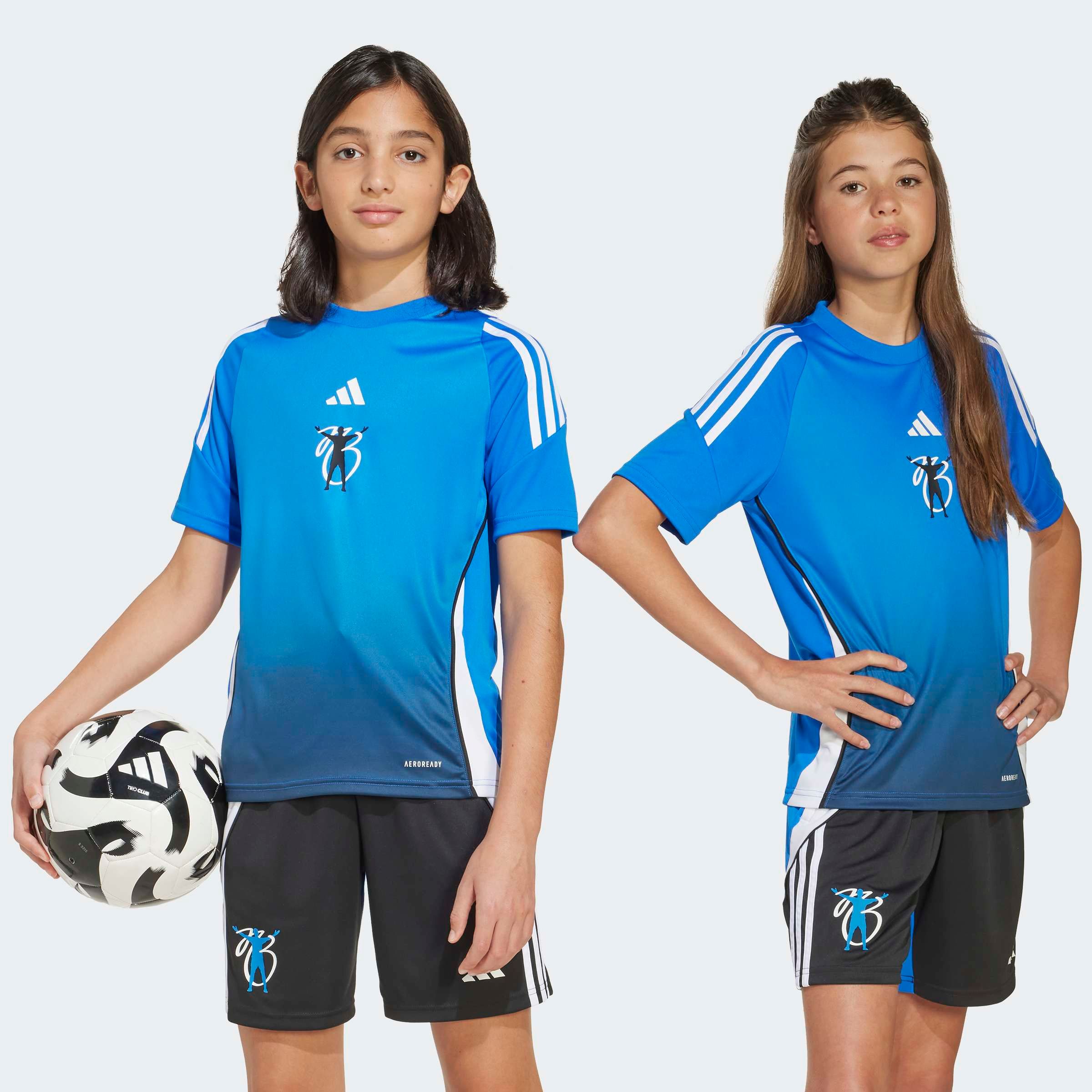 Fußballtrikot ADIDAS PERFORMANCE "JB TR JSY Y", Kinder, Gr. 176, blau (glory blau), Obermaterial: 100% Polyester, Rundhals, Trikots Image