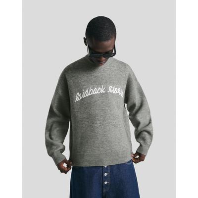 Bershka Embroidered Jacquard Sweater Men S Grey