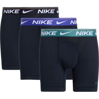 Boxer NIKE UNDERWEAR "BOXER BRIEF 3PK", Herren, Gr. S, blk evrgrün aura, deep night, blk wb, Jersey, Obermaterial: 92% Polyester, 8% Elasthan, unifarben, kontrastfarbene Details, körpernah, Unterhosen, mit Markenlabel Image