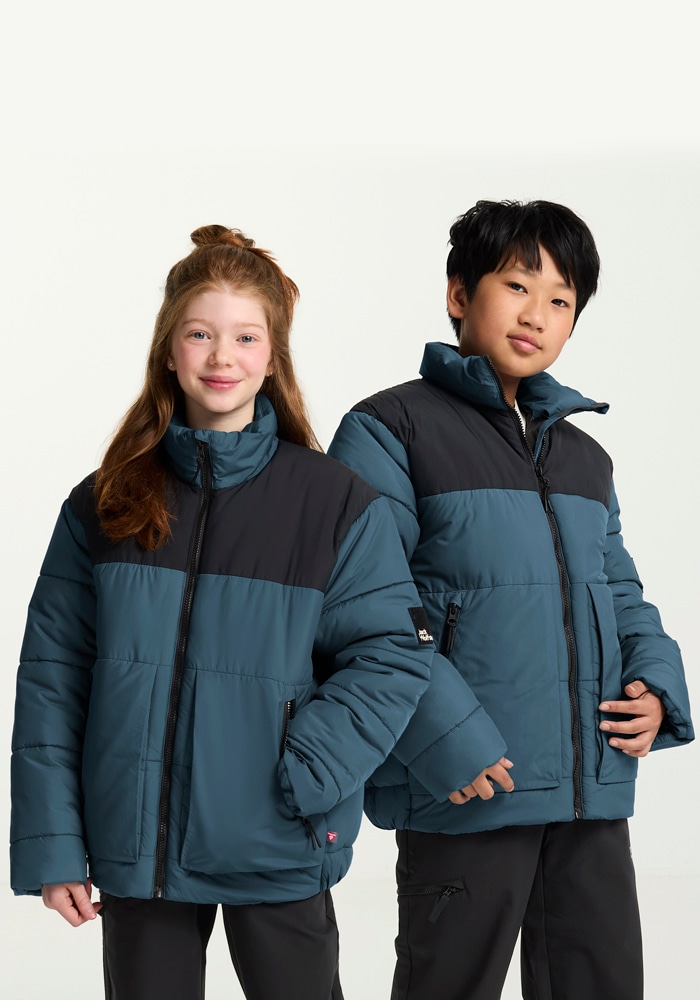 Softshelljacke JACK WOLFSKIN "TEEN NEW INS JKT K", Kinder, Gr. 176, blau (aluminiumblau), Oberstoff: 100% POLYESTER; Kontrastmaterial 1: 100% POLYESTER; Füllung 1: 100% POLYESTER; Futter 1: 100% POLYESTER, Jacken Image