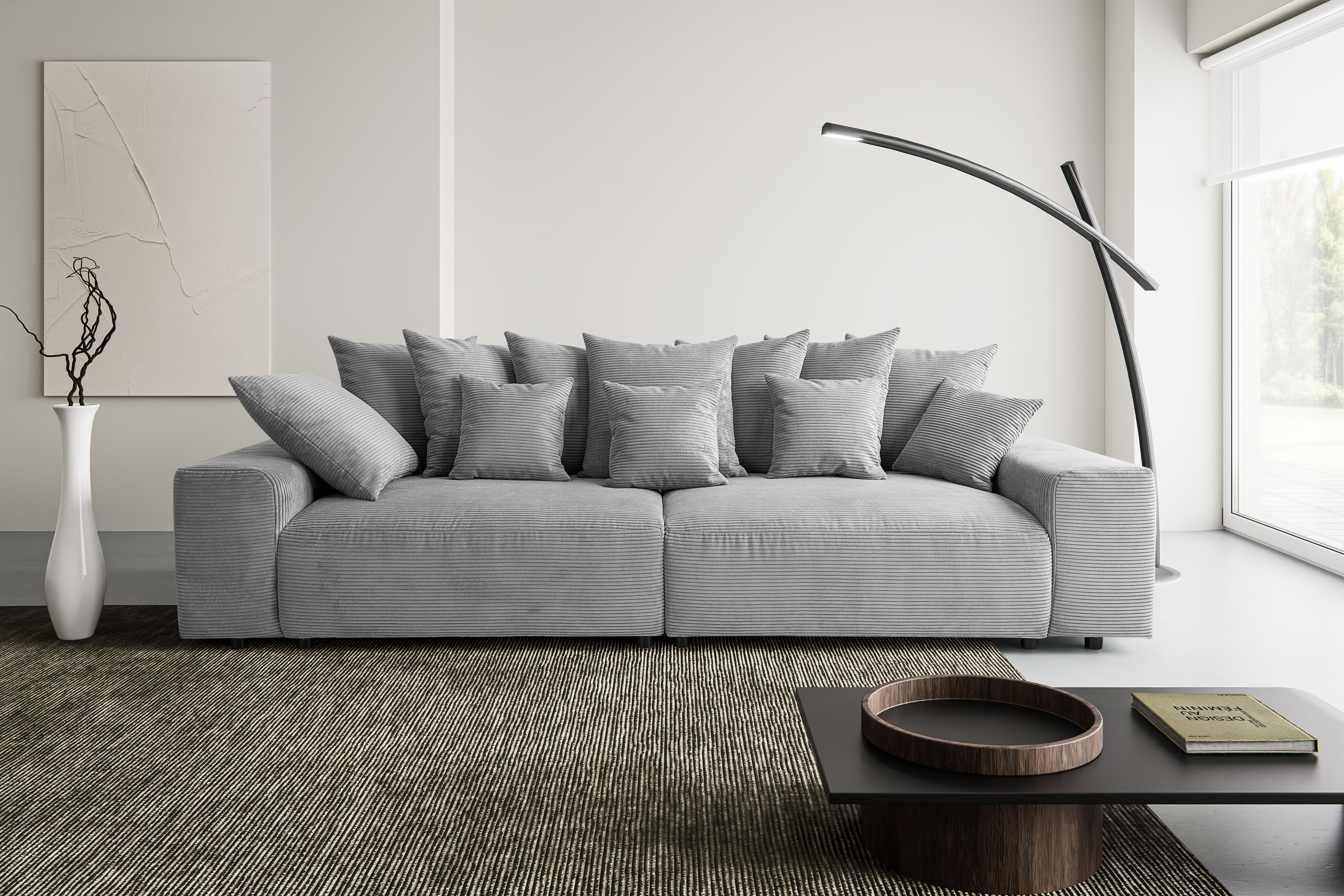 Big-Sofa WERK2 "Maxi B, Mega Sofa mit viel Platz, Breite 290 cm, pflegeleichte Bezüge", grau, B:290cm H:78cm T:132cm, 90% Polyester, 10% Nylon, Sofas, Big-Sofa, Maximaler Kuschelkomfort: XXL-Sofa mit 78 cm Sitztiefe & 12 Kissen