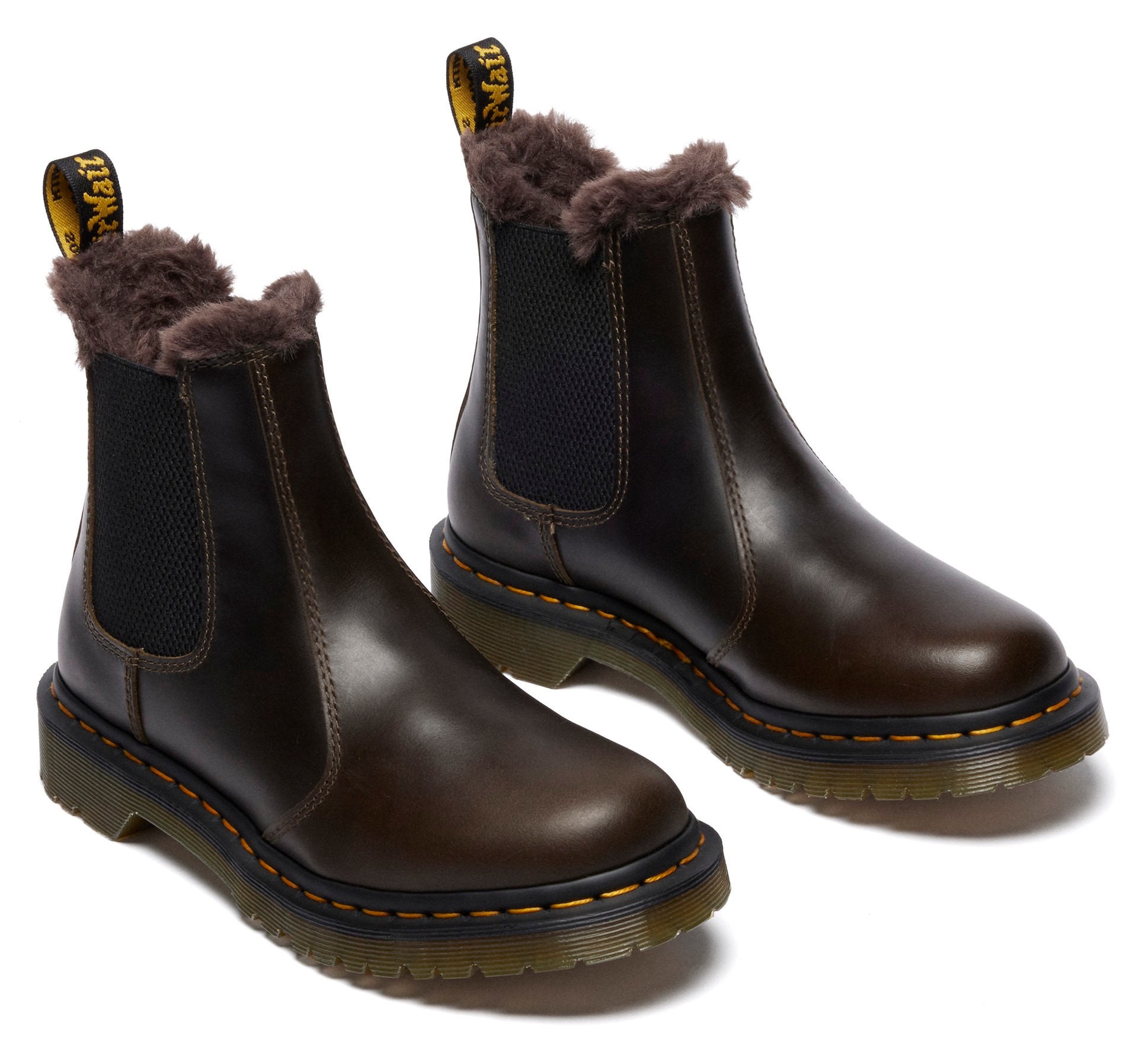 Chelseaboots DR. MARTENS "2976 Leonore", Damen, Gr. 36, schwarz, Leder, unifarben, Schuhe, Winterboots, Stiefelette in schmaler Form, Topseller