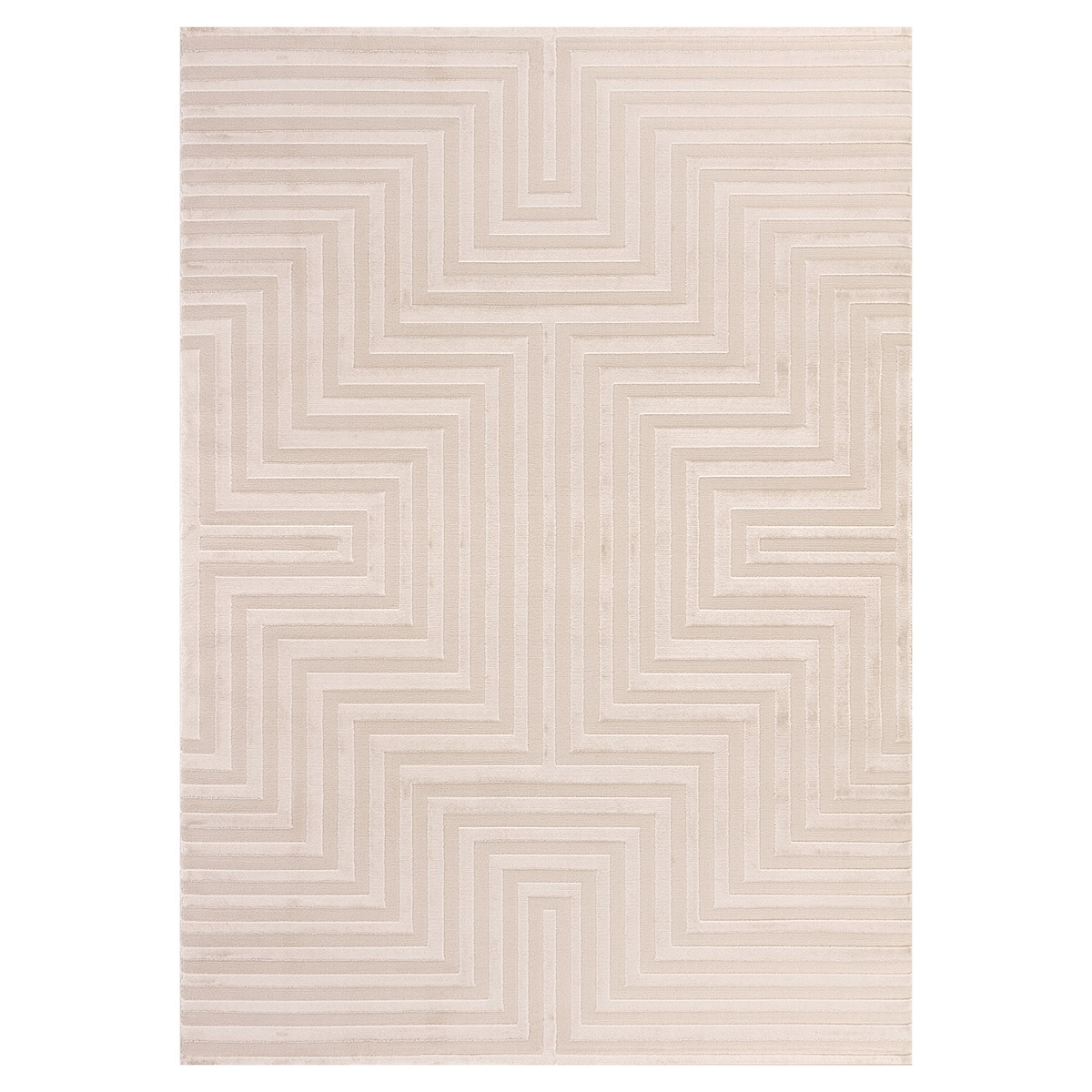 Carpetsale24, Kurzflor Teppich Wohnzimmer 120 x 170 cm, Beige Einfarbig Skandi-Boho Deko, 3D-Effekt, Extra Weich für Flur, Schlafzimmer und Küche Image