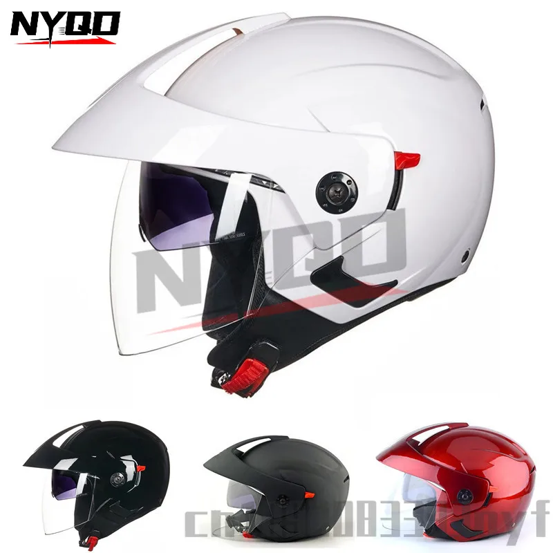 Casque de Moto visage ouvert double lentille casque de Moto Scooter casque de Moto pour hommes femmes S-XXL cascos para moto