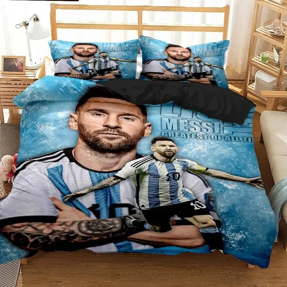 Messi Football Superstar ensemble de literie 3D imprimé fc barcelone housse de couette ensemble de literie doux King pleine taille ensemble de literie pour garçon