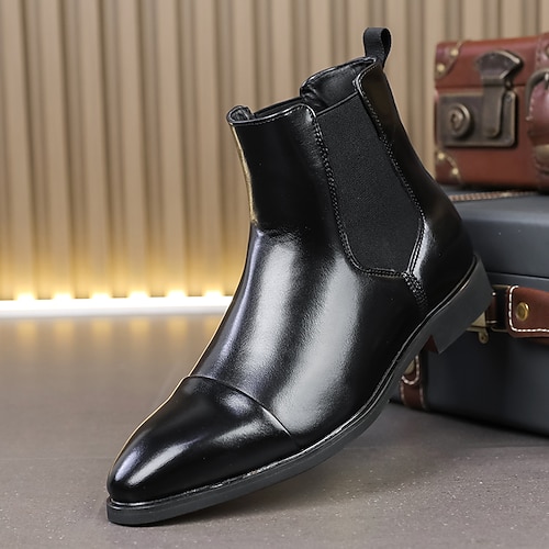 Rote Chelsea-Stiefel für Herren, klassische Slip-On-Stiefeletten mit poliertem Finish für Geschäftsleute, Abendpartys und formelle Anlässe Image