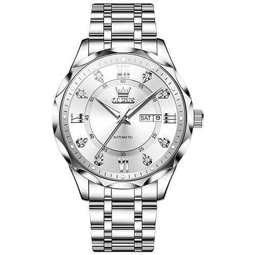 OLEVS 6727 Herren Uhr Original Luxus Automatische Mechanische Uhr Wasserdicht Kalender Woche Edelstahl Uhr Image
